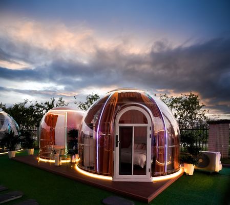 Neues Design Hotel Luxus Igloo Dome Haus im Freien Transparentes Glamping Dome Zelt Geodätische Kuppeln zum Verkauf