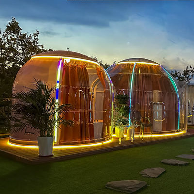 Beliebter Verkauf Wasserdichtes Camping Dome Hotel Modulares Zelt Doppelkuppelhaus mit Bad