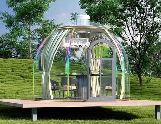 Moderne Luxus-Design Vorgefertigte Gewächshäuser Winddichtes PC-Material Kuppelzelt für Villa Kapsel-Kuppelhaus