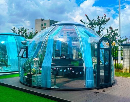 Resortzelt Transparentes Doppelkuppelhaus Außenzimmer Glamping Polycarbonatkuppelzelt