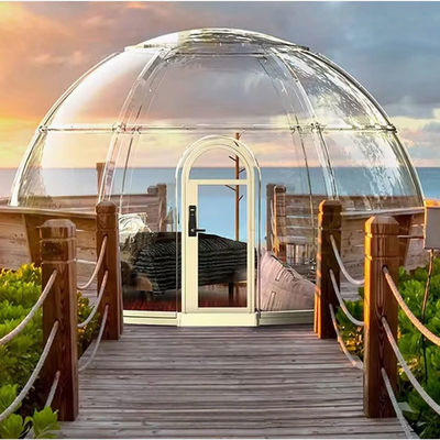 Transparentes Camping Hotel Vorgefertigte Kuppel für Outdoor-Bubble House Jurte mit LED-Beleuchtung