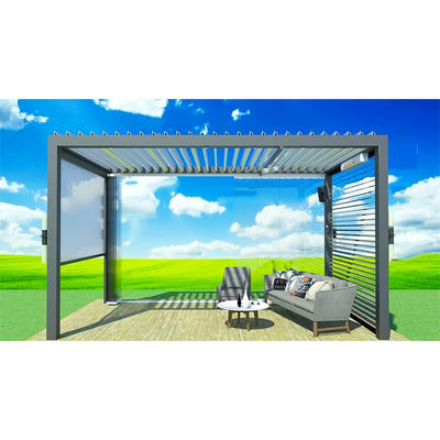 Außenterrasse Patio Flipped Louver Pavillon Aluminiumlegierung Außenterrasse Elektro Schatten Pavillon Villa Sonnenschutz Pavillon